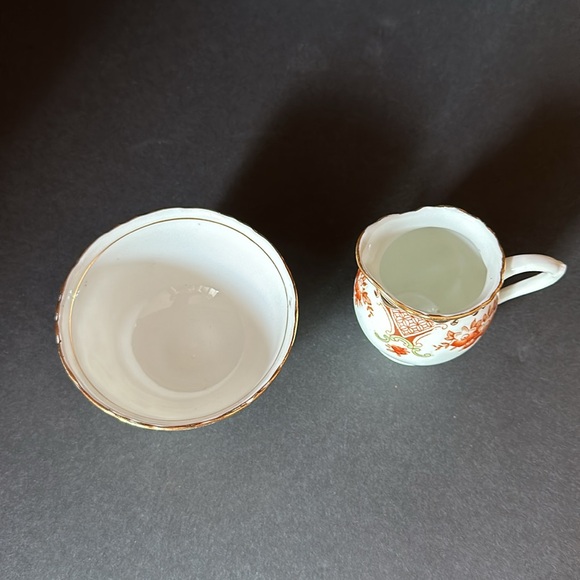 HM Sutherland England Vintage Sugar & Creamer Imari Inspired Floral Trellis 2458 - Picture 3 of 7